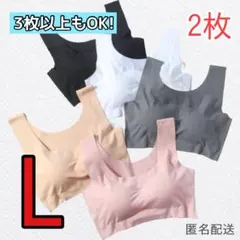 シームレスブラ　ノンワイヤーブラ　Lサイズ　ナイトブラ　スポーツブラ　2枚