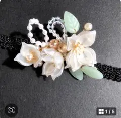 帯留め　帯留　桜　兼　髪飾り　春　花　白　パール　夏　帯締め　三分紐　振袖　着物