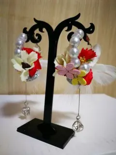 有りそうで無い造花ピアス！！ウェディングや成人式等に