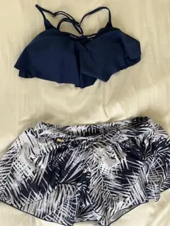 セパレート水着 ビキニ ネイビー ボタニカル柄