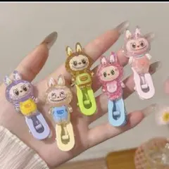 ラブブ　らぶぶ Labubu 前髪クリップヘアピン ヘアクリップ5個セット