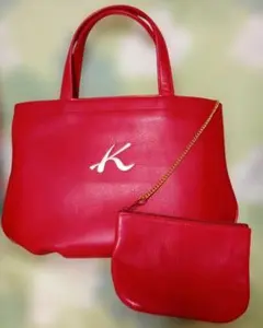 【ジャンク品】キタムラ Kitamura 牛革 トートバッグ ポーチ付き 赤のサムネイル