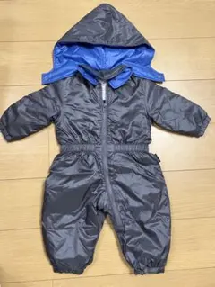 フード付きナイロンジャンプスーツ グレー/ブルー