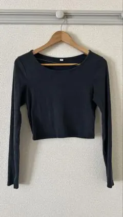 GU ダークグレー 長袖クロップドトップス M