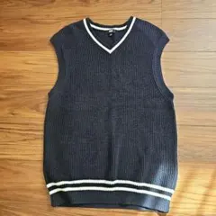 UNIQLOユニクロ　オーバーサイズ Vネック ベスト ネイビー　L