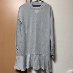 グレー 長袖スウェットワンピース