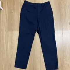 ユニクロ レディース ストライプ パンツ ネイビー 美品