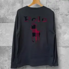 【美品】ポロラルフローレン バッファローチェック ビッグポニー ロンT S 黒