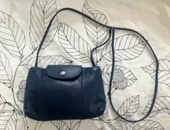 ロンシャン　ル プリアージュ キュイール　ショルダー　デニム