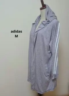 美品 adidas アディダス フード付き ロングパーカー M