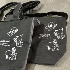 【2点セット】ポチャッコ トートバッグ＆ショルダーバッグ ブラック ファスナー付