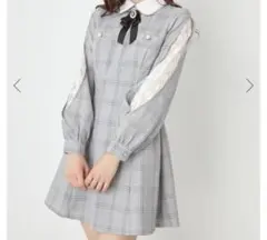 アンクルージュ 袖レース切替えAラインワンピース
