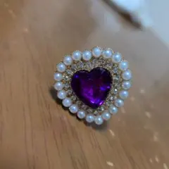 ビンテージ風 紫色ハートリング