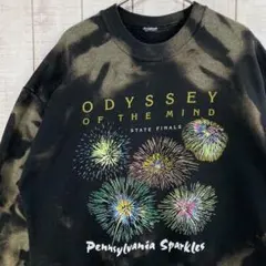 古着　長袖　スウェット ブリーチ　タイダイ　裏起毛　プリント　アメカジ