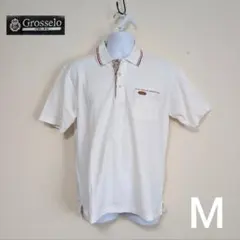 しまむら ホワイト ポロシャツ M 半袖 メンズ チェックのサムネイル