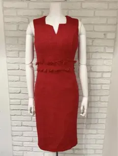 JEWELS タイトドレス Vネック/ツイード素材