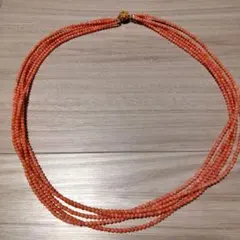 SILVER 珊瑚 5連 ネックレス 3.0〜3.5mm