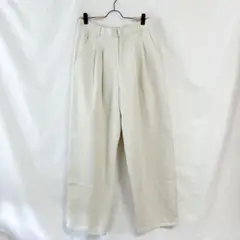 【アンティカ】タックテーパードパンツ(L)ウエストゴム　ゆったり　アイボリー