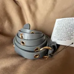 グレー 合成皮革 ベルト ゴールド金具