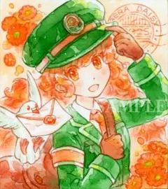 【オリジナルアナログ手描きイラスト】郵便配達員ちゃん