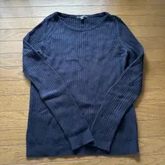 ユニクロ　コットンカシミヤリブセーター　サイズL ネイビー