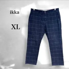 イッカ ブラック系 チェック柄 シンプル 上品 カジュアルパンツ 通勤XLのサムネイル