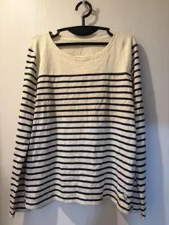 ベルメゾンアイボリー/ブラックストライプ 長袖カットソー