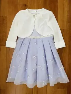 オシャレなフォーマルワンピース 120cm ラベンダー＆白カーディガン