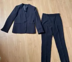 洋服の青山 HILTON スーツ3点セット 丈長め ワイドパンツ ネイビー 青