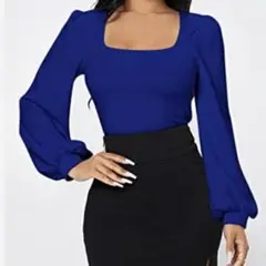 Royal blue スクエアネック クロップドトップスのサムネイル