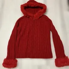 フード付きニット