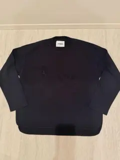 ジルサンダー　刺繍ロングTシャツ　ブラック　L