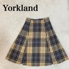 美品 Yorkland ラメ入り　タータンチェック　フレアスカート