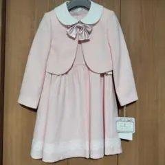 未使用　120フォーマルスーツ　ピンク チェック柄 ジャケット付きドレス