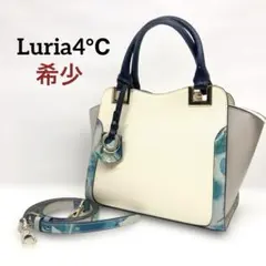 Luria4℃ ルリア4℃ フラワー柄 ブルー　ハンドバッグ2way