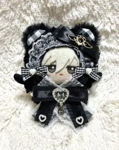 着ぐるみ　くま　ぬい服　ちびぐるみ　11センチ　フープ付き　黒　チェック