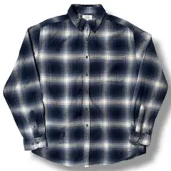 古着 00s Croft&Barrow オンブレチェック ネルシャツ ブルー 青