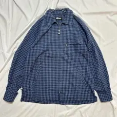 ファーストダウン　90'sチェック長袖シャツ　ジップアップ　Ｍ　古着　a2504