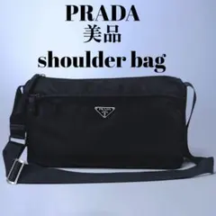大特価 美品 PRADA ショルダーバッグ 斜め掛け ブラック ナイロン レザーのサムネイル