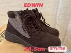 ダークブラウン スエード ツイード ブーツ　EDWINのサムネイル