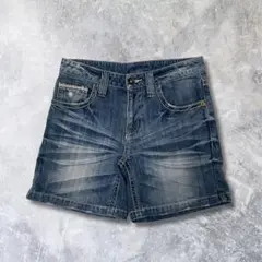 デニムショートパンツ ダークブルー y2k 平成ギャル ウエスト64cm