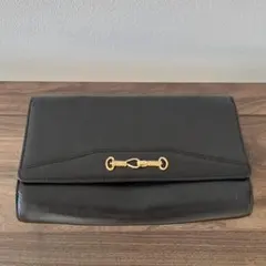 CELINE セリーヌ　クラッチバッグ　本革　レザー　ブラック　ゴールド金具