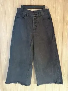 【9672】GU ワイドレッグデニム M　ブラック