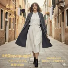 新品タグ付✨AGbyaquagirl❤️ボタンデザイン タック フレアスカート L