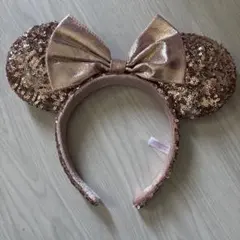 ミニーマウス　スパンコールカチューシャ　ピンク