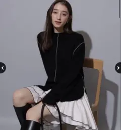 Rirandture 配色ラインシャツドッキングチュニックワンピース