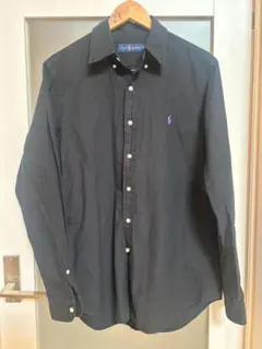 美品　ポロラルフローレン relaxed fit リネン 長袖シャツ ネイビーM 美品】ポロラルフローレン リネンシャツ ネイビーリラックスドフィット