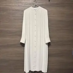 PLST 長袖 バックプリーツシャツワンピース S ベージュ色