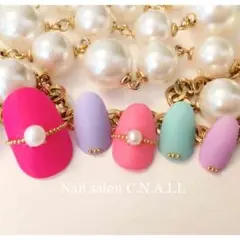 シール、チップケース付き♡マット♡ちび爪さん♡サイズ豊富♡春の指輪ネイル