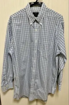 Brooks Brothers チェック ボタンダウンシャツ　長袖青ノンアイロン